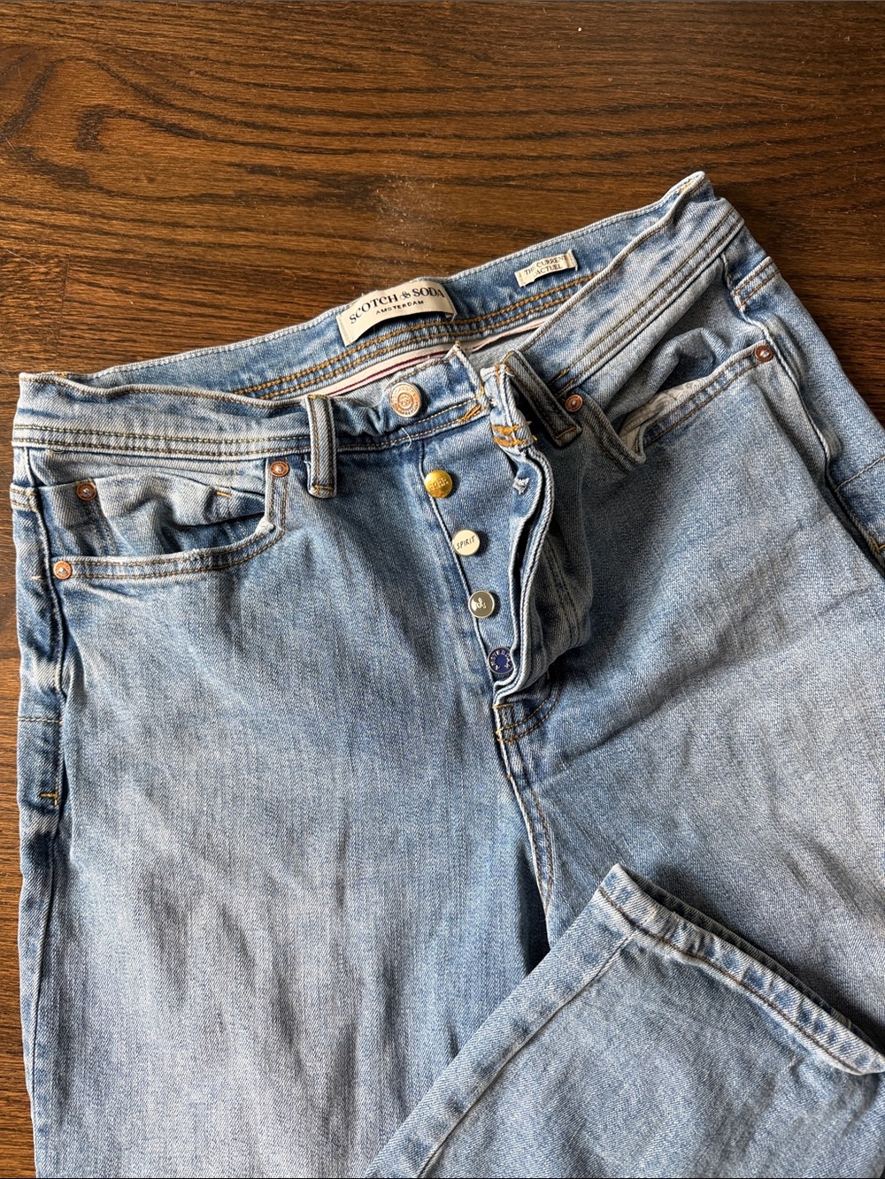 Scotch & Soda Light Blue Boyfriend Jeans with Button-Fly